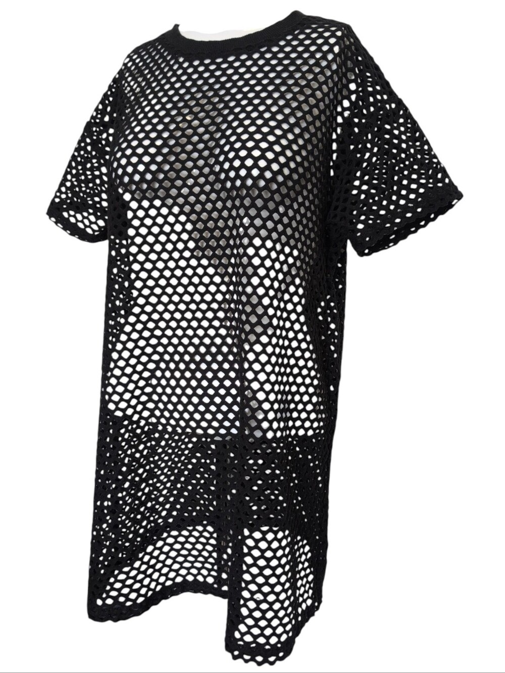 Hot Topic Fishnet Mesh Top Women’s Small Black Short Sleeve